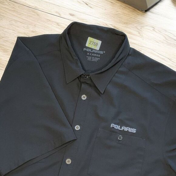 POLARIS Men's Mens XL Extra Large Short-Sleeve Tech Pit Shirt with Logo, Black - Picture 3 of 13